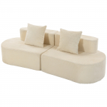 Trivietė modulinė sofa be rėmo su ki&scaron;eninėmis spyruoklėmis, smėlinė, 245cm