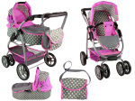 Lėlių vežimėlis Lean Toys 2in1 su krep&scaron;iu, pilkas
