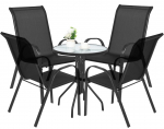 Lauko baldų komplektas su apvaliu stalu ir 4 kėdėmis, juodas, &Oslash; 60 cm, 5 dalių