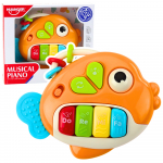Muzikinis žaislas žuvis pianinas vaikams oranžinė