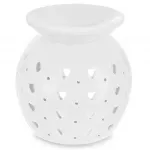 Aromatinė žvakidė su &scaron;irdelių i&scaron;pjovomis, balta, 7 &times; 7 &times; 7 cm