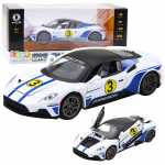 Metalinis sportinis automobilis su &scaron;viesomis, garsais, 1:22, baltas