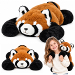 Pliu&scaron;inis žaislas raudonoji panda ilgomis galūnėmis, rausvai rudas, 60 &times; 35 &times; 18 cm