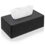 Higieninių servetėlių dėklas i&scaron; dirbtinės odos, juodas, 25 &times; 13,5 &times; 8,5 cm