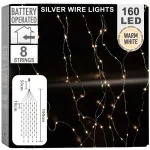 LED &scaron;vieselių užuolaida 160 LED, sidabrinė, 190 cm