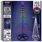 LED kalėdinė eglutė su 550 RGB LED, įvairiaspalvė, 90 &times; 90 &times; 300 cm