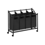 Skalbinių krep&scaron;ys su ratukais, 4x45 L, juodas