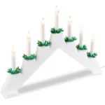 Elektrinė adventinė žvakidė 7 žvakių, balta, 41,5 &times; 5,5 &times; 29 cm