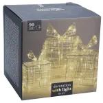 Kalėdinės &scaron;viečiančios dovanų dėžutės su 90 LED, skaidrios, 13&ndash;18 cm, 3 vnt.