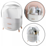 Kosmetikos dėklas su dangčiu ir dviem stalčiais, baltas