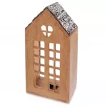 Žibintas namelio formos, rudas, 15 &times; 9 &times; 29 cm