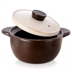 Keraminis puodas su dangčiu, rudas, 24 cm, 4,8 l
