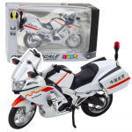 METALINIS MOTOCIKLAS SU &Scaron;VIESOMIS IR GARSU &ndash; BALTAI/RAUDONAI/GELTONAS 1:12