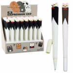 Gelinis ra&scaron;iklis su katės dizainu 16.5 cm juodai baltas