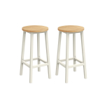 Barhocker 2er Set ebenholzschwarz-eichenbeige-wei&szlig;