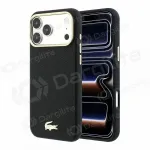 Apple iPhone 18 Pro dėklas "Lacoste PU Leather Champs Elysees Gold Logo MagSafe" (juodas)