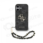 Apple iPhone 17 dėklas "Guess PU 4G Metal Logo Strap" (juodas)