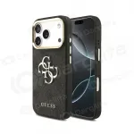 Apple iPhone 18 Pro Max dėklas "Guess PU Leather 4G Metal Logo Gold Frame" (juodas)