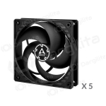 ARCTIC P12 korpuso ventiliatoriai, 3-pin, 120mm, 5vnt., juodi