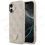 Apple iPhone 17 dėklas "Guess PU Leather 4G Strass Triangle Logo Gold Frame MagSafe" (rožinis)