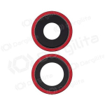 Apple iPhone 11 kameros stikliukas (2vnt) (raudonas) (su rėmeliu)