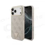 Apple iPhone 18 Pro Max dėklas "Guess PU Leather 4G Strass Triangle Logo Gold Frame MagSafe" (rožinis)