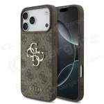 Apple iPhone 17 Pro Max dėklas "Guess PU 4G Metal Logo" (rudas)