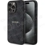 Apple iPhone 15 Pro Max dėklas "Guess PU Leather 4G Colored Ring MagSafe" (juodas)