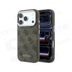 Apple iPhone 18 Pro dėklas "Guess PU Leather 4G Gold Frame MagSafe" (rudas)