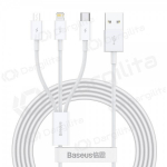 Kabelis Baseus Superior USB - microUSB+Lightning+Type-C 3.5A 1.5m (baltas) CAMLTYS-02