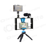 Blogerio rinkinys su LED ap&scaron;vietimu, stovu, telefono laikikliu ir mikrofonu