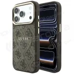 Apple iPhone 18 Pro Max dėklas "Guess PU Leather 4G Gold Frame Embossed MagSafe" (rudas)