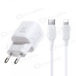Telefono įkroviklis Joyroom JR-TG7 33 W USB-C + USB-A PD QC PPS USB-C to Lightning baltas