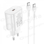 Telefono įkroviklis Hoco N22 25 W USB-C PD PPS QC USB-C + USB-C baltas
