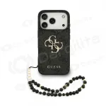 Apple iPhone 17 Pro dėklas "Guess PU 4G Metal Logo Strap" (juodas)