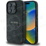 Apple iPhone 16 Pro dėklas "Guess PU Leather 4G Colored Ring MagSafe" (juodas)