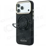 Apple iPhone 18 Pro dėklas "Guess PU 4G Ring Stand MagSafe" (juodas)