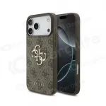 Apple iPhone 18 Pro dėklas "Guess PU 4G Metal Logo" (rudas)