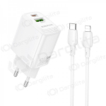 Telefono įkroviklis Borofone BN27 20 W USB-C + USB-A su Lightning laidu 1 m baltas