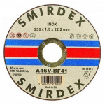 Nerūdijančio plieno pjovimo diskas SMIRDEX 914 Inox, A60V-BF41, 230x1.9x22,23 mm