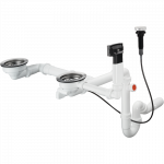 Automatinis sifonas Hansgrohe D17-11 su dugno vožtuvais dviguboms granito plautuvėms, DN40/50