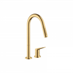 Plautuvės mai&scaron;ytuvas AXOR Citterio M 220, 2 dalių, su i&scaron;traukiama galvute, &scaron;lifuoto aukso spalvos (Brushed Gold Optic)