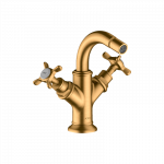 Bidė mai&scaron;ytuvas AXOR Montreux, su svirtiniu (pop-up) dugno vožtuvu, &scaron;lifuoto aukso spalvos (Brushed Gold Optic)