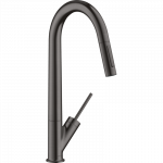 Plautuvės mai&scaron;ytuvas AXOR Starck 270 su i&scaron;traukiama galvute, &scaron;lifuoto juodo chromo spalvos (Brushed Black Chrome)