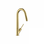 Plautuvės mai&scaron;ytuvas AXOR Starck 270 su i&scaron;traukiama galvute, &scaron;lifuoto žalvario spalvos (Brushed Brass)