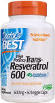 DOCTOR'S BEST Trans-Resveratrol 600 mg (60 kapsulių)