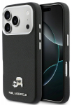 Dėklas Karl Lagerfeld PU Karl and Choupette Heads Pins MagSafe Apple iPhone 17 Pro Max juodas