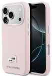 Dėklas Karl Lagerfeld PU Karl and Choupette Heads Pins MagSafe Apple iPhone 17 Pro Max rožinis
