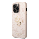 Dėklas Guess PU 4G Metal Logo Apple iPhone 14 Pro Max rožinis