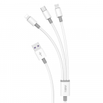 USB kabelis Dudao L8s-3in1 USB-A to USB-C/MicroUSB/Lightning 100W 1.2m baltas